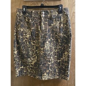 Hydraulic Womens Brown Leopard Denim Nolita Mid Rise Curvy Mini Skirt 8 Stretch